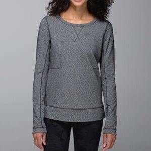Lululemon Exhalation Pullover II in Heathered Speckled Black size 6